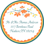 Name Doodles - Round Address Labels/Stickers (Chelsea Orange)